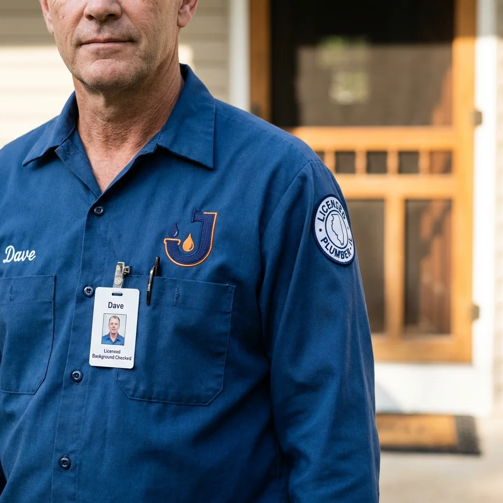Licensed plumber showing ID badge in Birdsboro, PA
