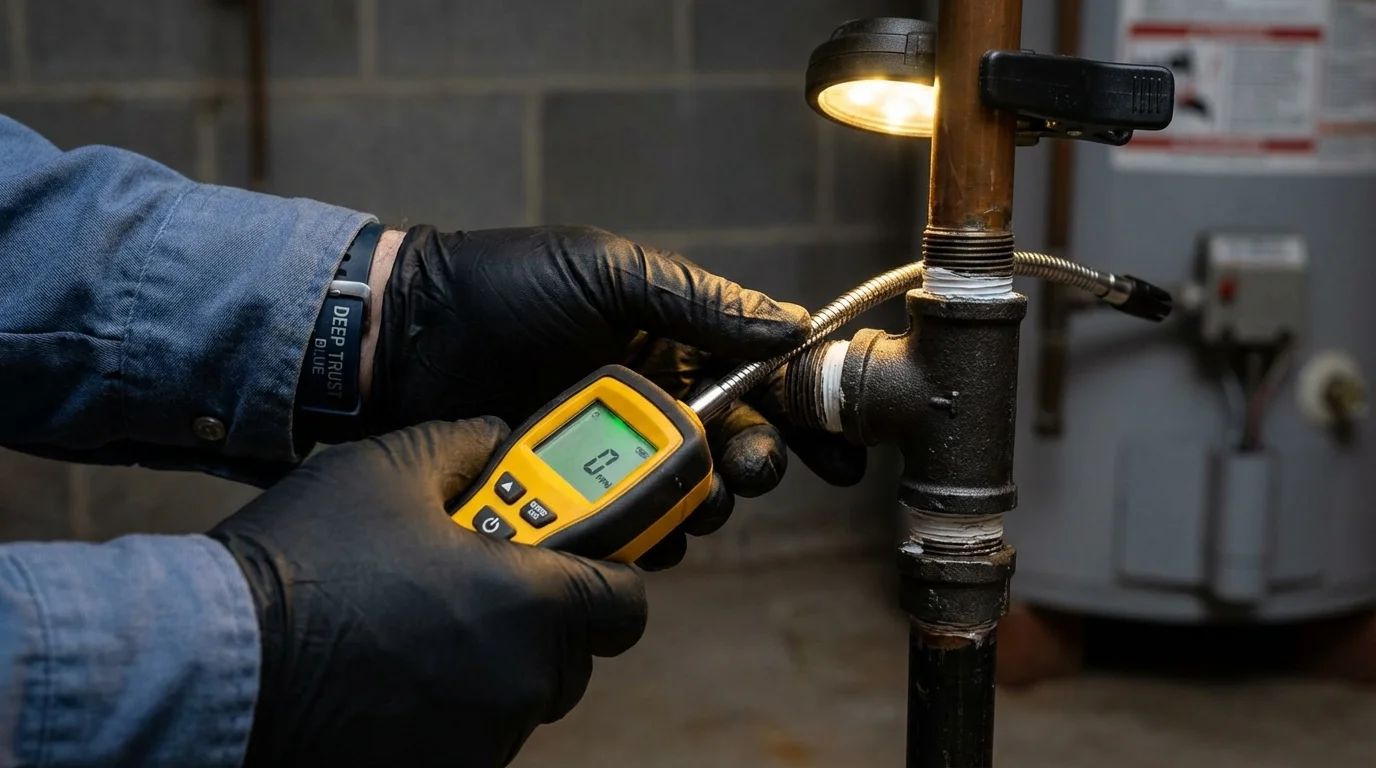 Gas leak detection with electronic sniffer by Johns Plumbing LLC in Birdsboro