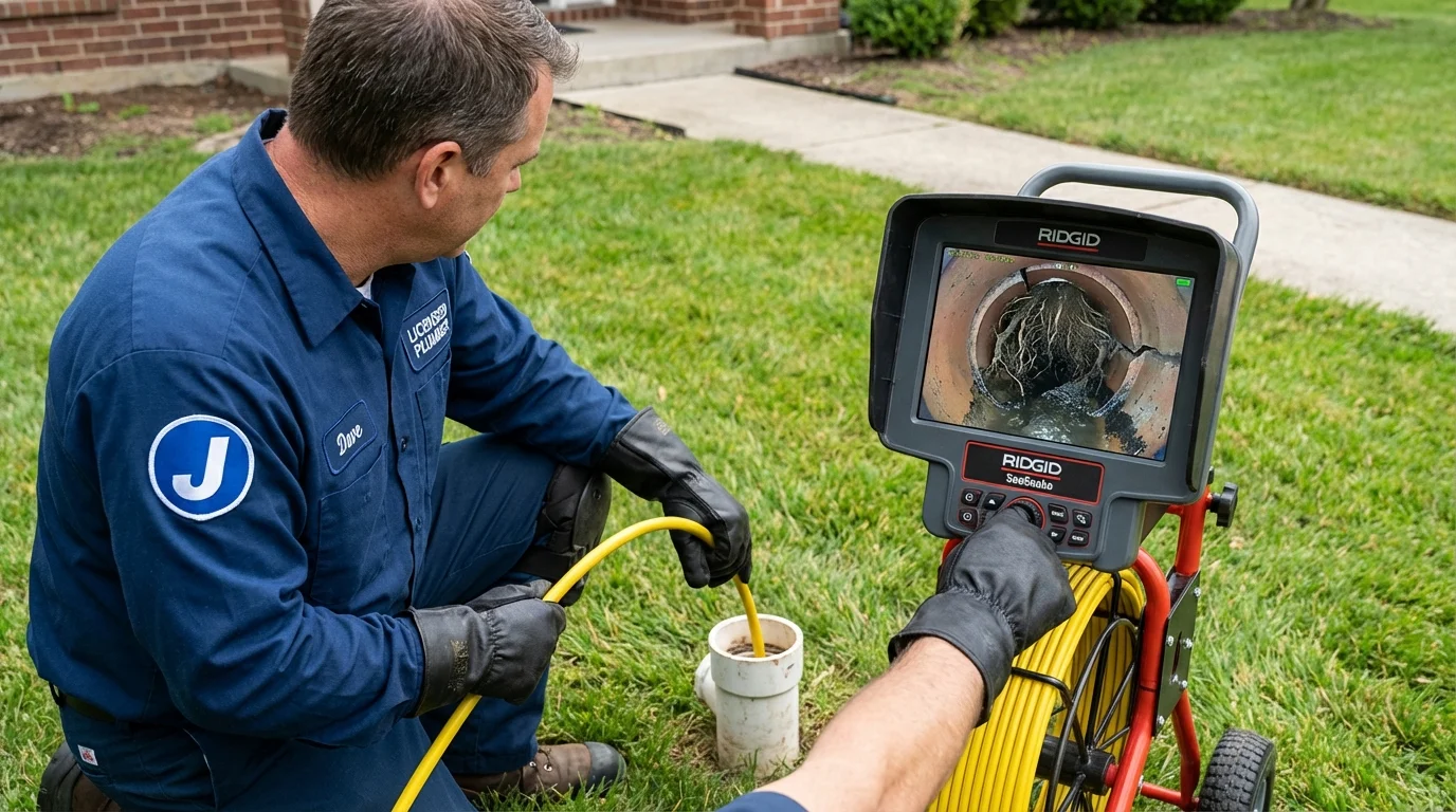 Sewer camera inspection being performed by Johns Plumbing LLC in Birdsboro